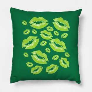 Cover Me In Kisses Citrus Green Lipstick Flirtatious Fun Pillow