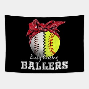 Busy Raising Ballers Softball Baseball mom Tapestry