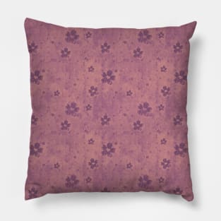 Lavender and Pink Grunge Flowers and Hearts Pattern Pillow