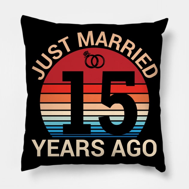 Just Married 15 Years Ago Husband Wife Married Anniversary Pillow by joandraelliot