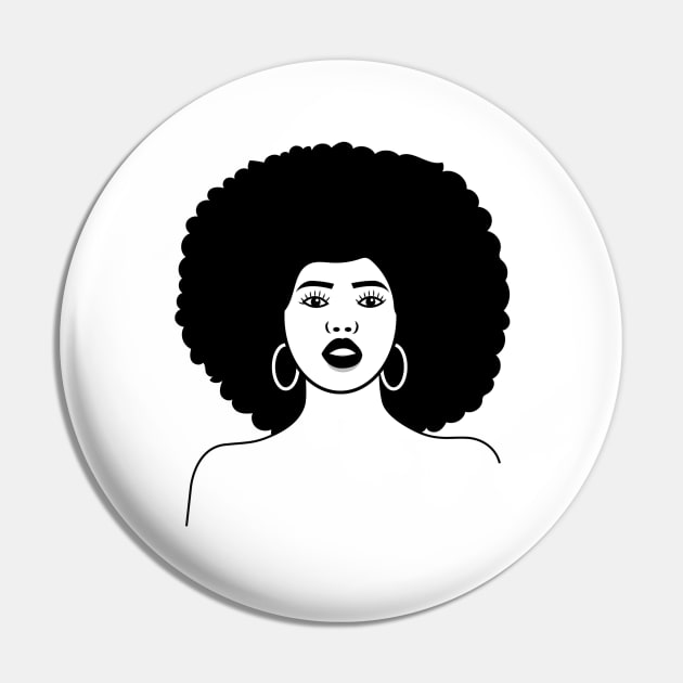 Black and white woman with afro illustration Pin by Spinkly