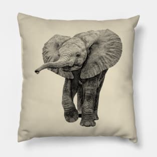 Charming Baby Elephant African Wildlife Pillow