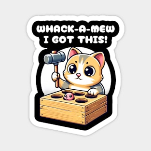 Classic Whack-A-Mew Kitten Toy Hammer Game Cute Cat Humor Magnet