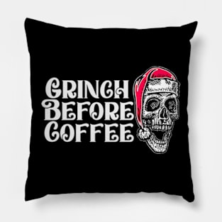 Grinch Before Coffee Pillow