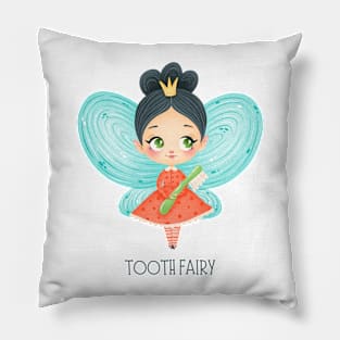 White Childish Tooth Fairy T-Shirt Pillow