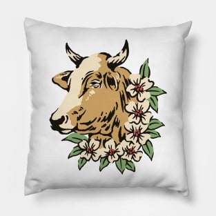 Cow head illustration Pillow