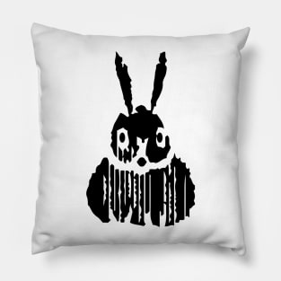 Art Nouveau Black Bunny Pattern on White Background Pillow