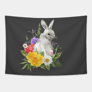 Cute bunny with flowers Tapestry