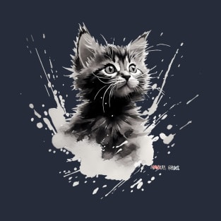 Ink Drawing Sweet Meow Machine T-Shirt