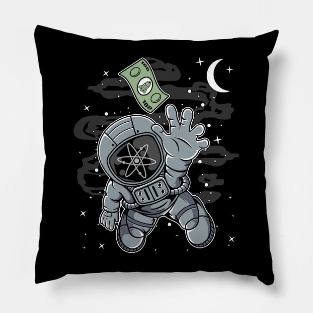 Astronaut Reaching Cosmos ATOM Coin To The Moon Crypto Token Cryptocurrency Blockchain Wallet Birthday Gift For Men Women Kids Pillow by Thingking About