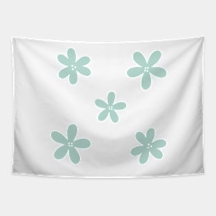 Abstract Flowers - Pastel Teal Green Tapestry