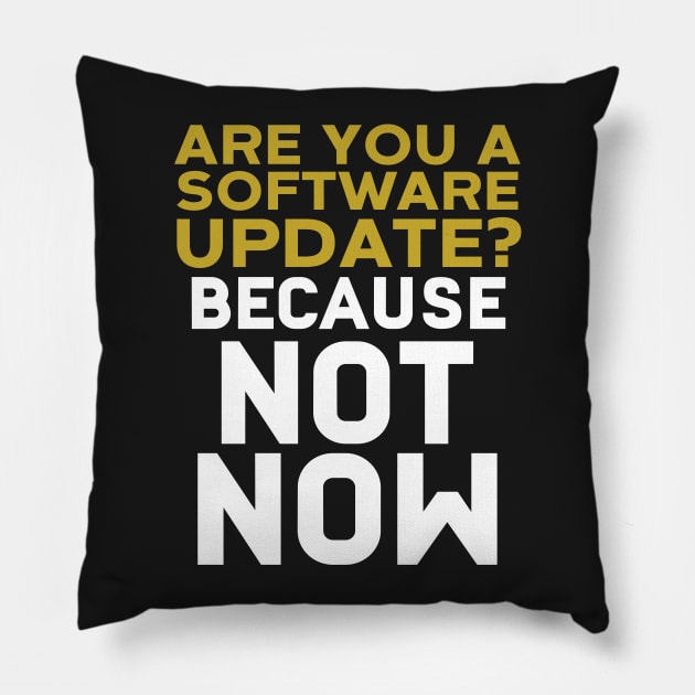 Are You A Software Update? Because Not Now Pillow by Eugenex