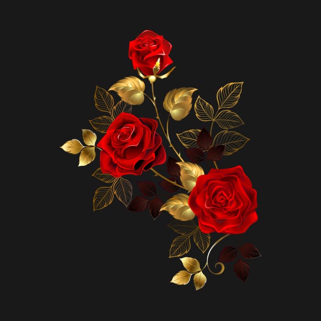 red gold rose flowers by Blackmoon9