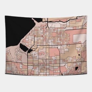 Anchorage Map Pattern in Soft Pink Pastels Tapestry