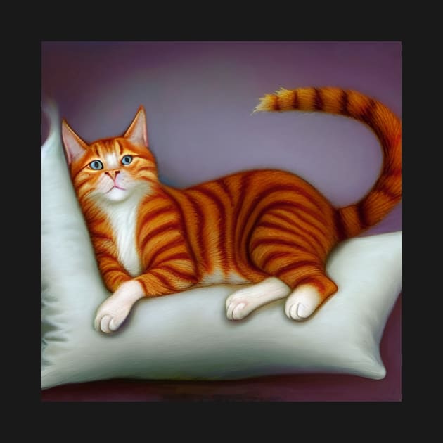 Ginger Cat on a Pillow by ArtistsQuest