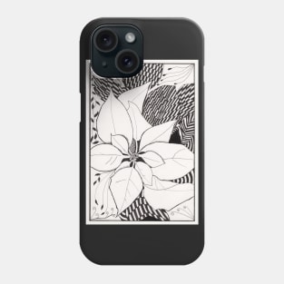 Zentangle Poinsettia Christmas Art Black and White Phone Case