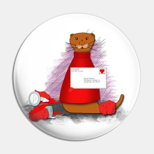 Oliver The Otter Makes a Valentine Pin