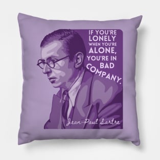 Jean-Paul Sartre Portrait and Quote Pillow