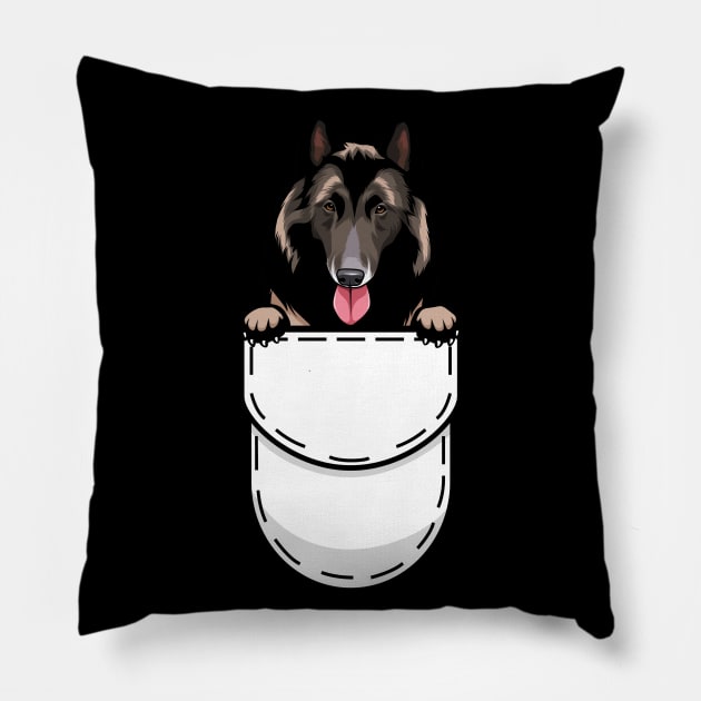 Funny Belgian Shepherd Tervueren Pocket Dog Pillow by Pet My Dog