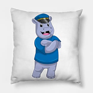 Hippo as Police officer with Police hat Pillow