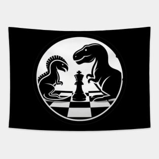 Dinosaur Chess Faceoff Tapestry
