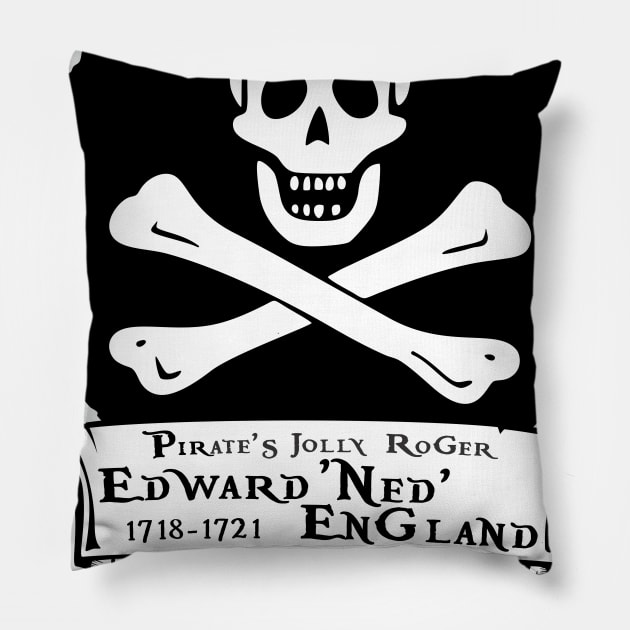 Edward Ned England Jolly Roger Pillow by MBK