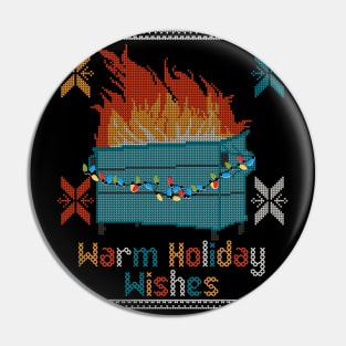 Ugly Christmas Sweater Design Dumpster Fire - Warm Holiday Wishes Pin