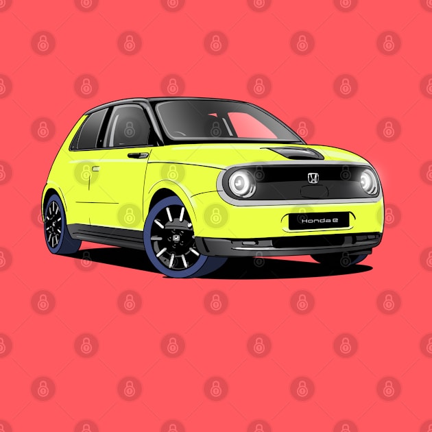 Honda e Electric Car in Standard Yellow by Webazoot