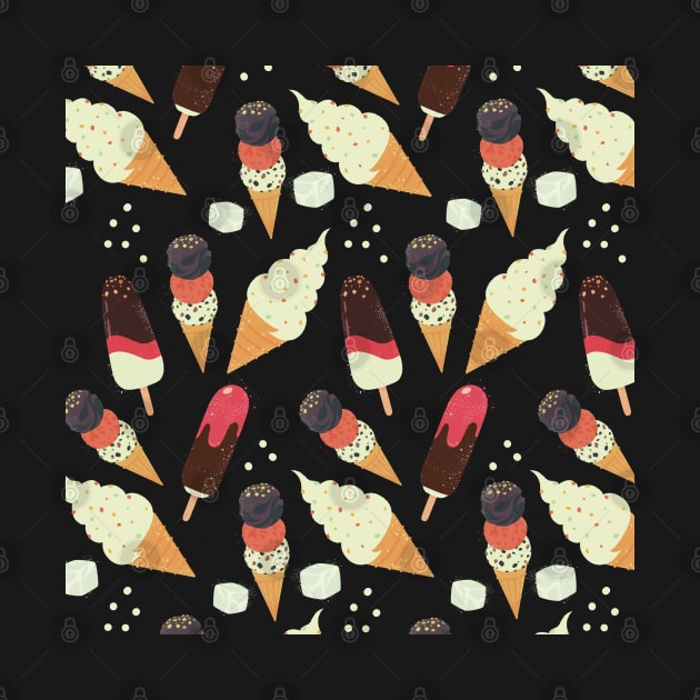 Pattern with the yummiest ice cream cones and popcicles by marina63