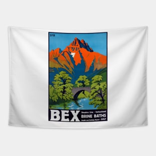 Vintage Travel Poster Bex Switzerland Brine Baths 1930 Tapestry