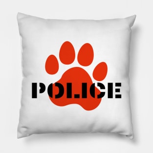 Police and dog paw print design in black and red Pillow