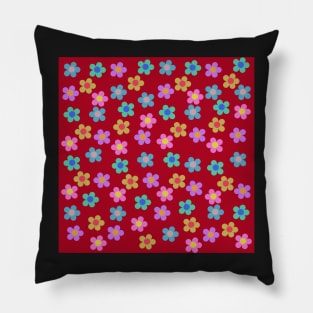 retro sixties floral pattern Pillow