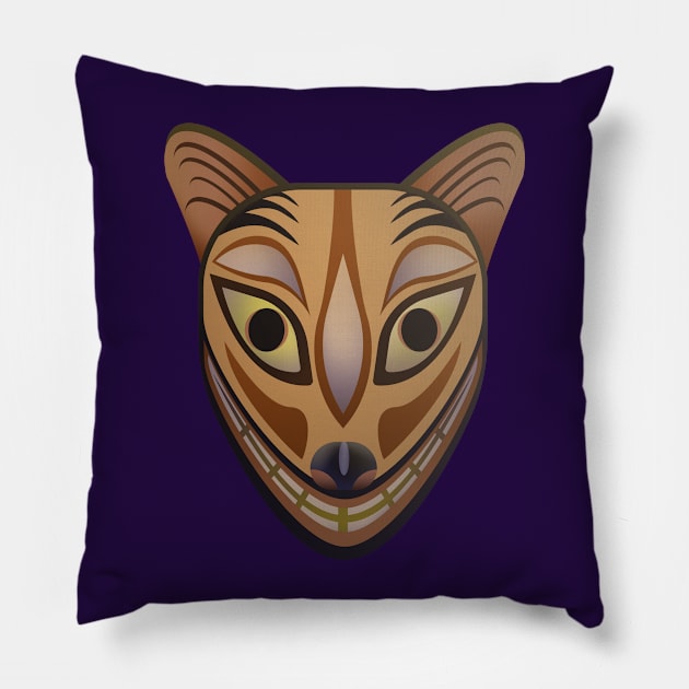 Feline tribal mask Pillow by TIERRAdesigner