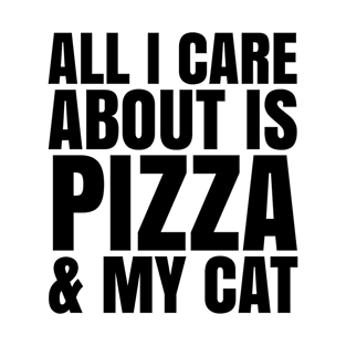 Pizza and Cat Print T-Shirt