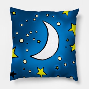 Night sky with stars and moon Pillow