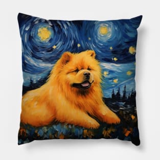 Chow Chow Puppy Starry Night Pillow
