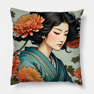 Chrysanthemum Girl Pillow