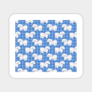 Bichon Blue Plaid Pattern Magnet