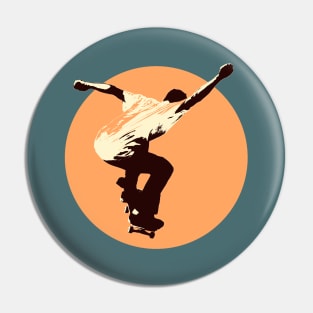 Skateboarding Orange Sun Pin