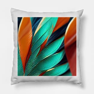 Colorful Parrot Feathers Pillow