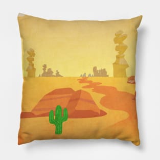 Illustrated Desert Scene Pillow