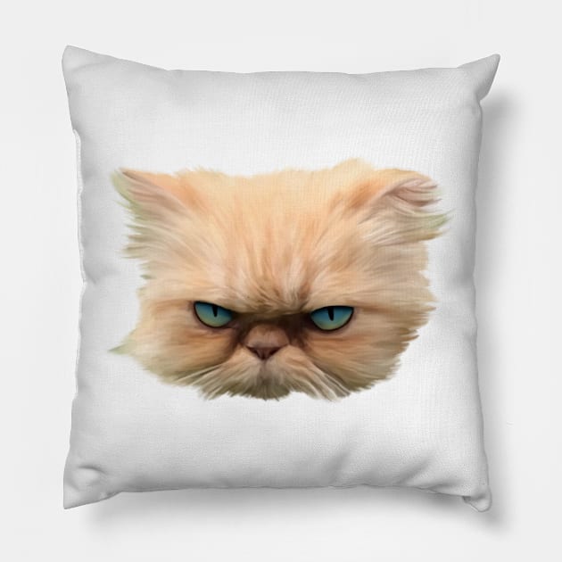 Angry Persian Cat Pillow by LeighsDesigns