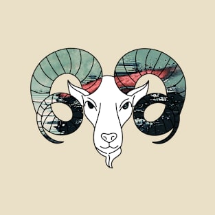 Glitchcore Aries Zodiac Goat Glitch Art T-Shirt