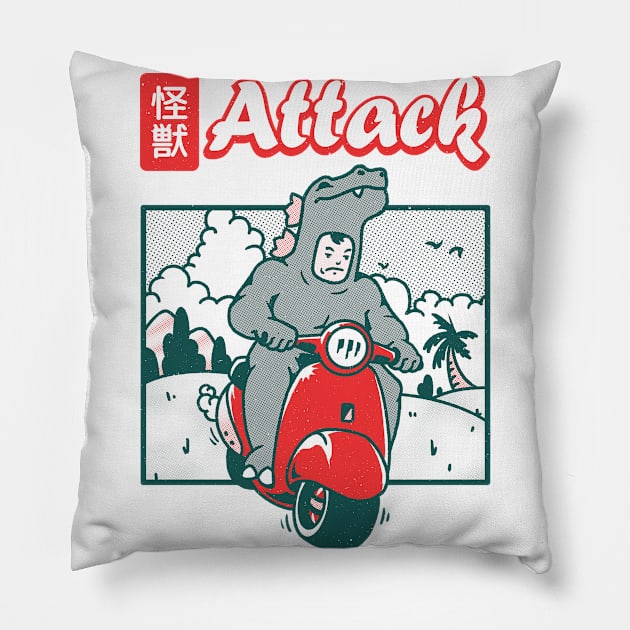 Kaiju Attack Pillow by zeroaxis