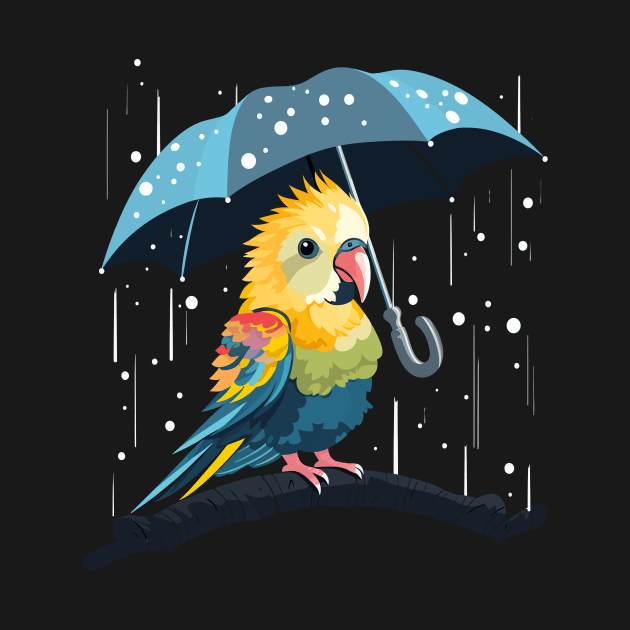 Cockatiel Rainy Day With Umbrella by JH Mart