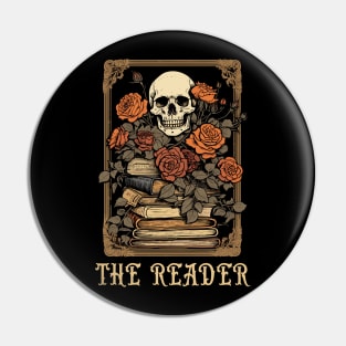 The Reader Tarot Card Skeleton Librarian Banned Books Pin