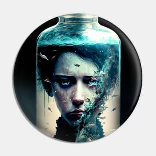 Boy in a Jar with a Pickled Face No. 1 on a Dark Background Pin