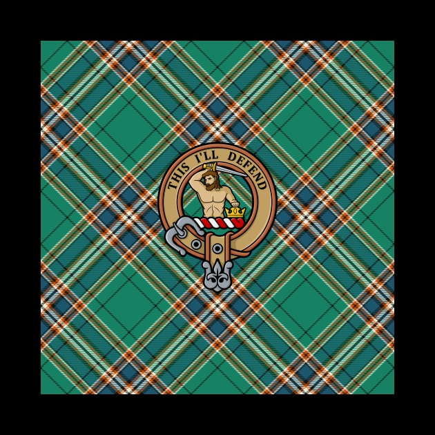 Clan MacFarlane Crest over Ancient Hunting Tartan by sifis