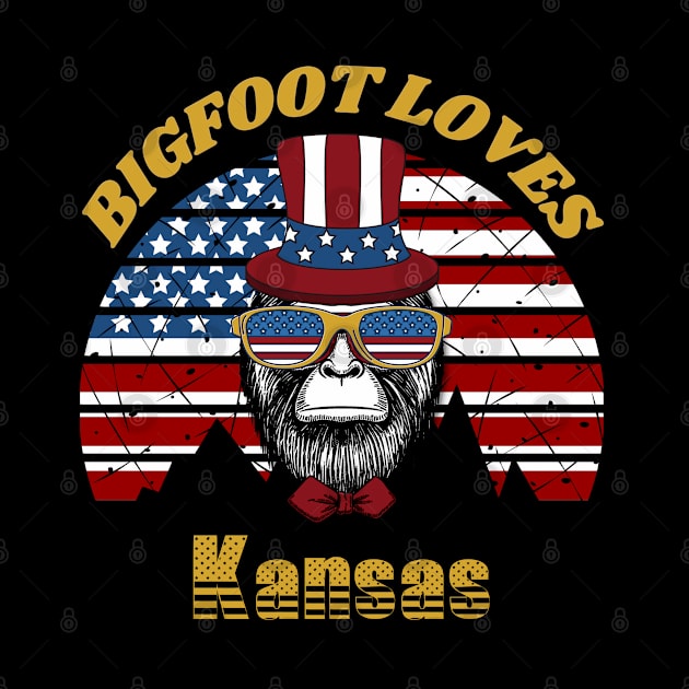 Bigfoot loves America and Kansas by Scovel Design Shop