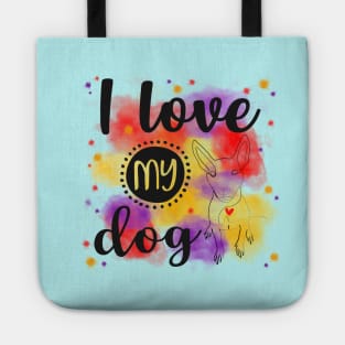 I Love My Dog Line Art Drawing Tote